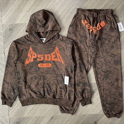 Young Thug Sp5der 555555 Hoodie补丁拼接连帽卫衣长裤套装