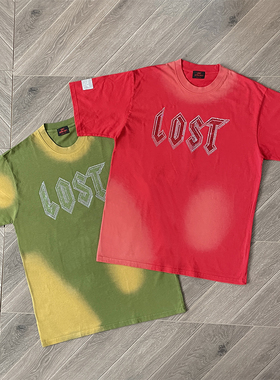 Lost intricacy 镶钻洗水休闲男女款纯棉短袖T恤