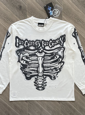 Hellstar Studios Airbrushed Bones Longsleeve骷髅休闲长袖T恤