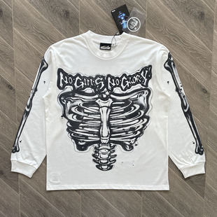 Hellstar Studios Airbrushed Bones Longsleeve骷髅休闲长袖T恤