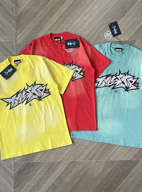 hellstar Studios UNRELEASED Crack paint Tee 裂纹洗水磨烂短袖