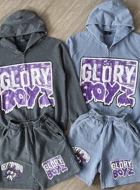 Glo Gang The Glory Full Zip Hoodie 印花连帽帽卫衣短裤套装