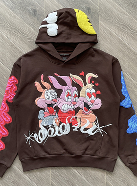 DRAKE RELATED HOODIE 炫彩卡通兔发泡印花连帽卫衣