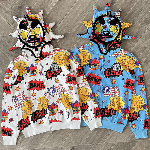 Glo Gang The Glory Full Zip Hoodie饮料卡通多色印花拉链卫衣