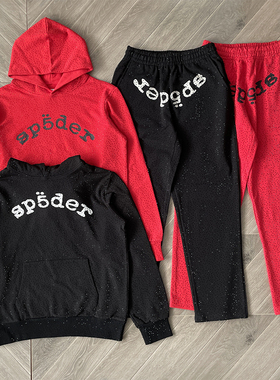 Sp5der worldwide555555 SPIDER Hoodie满烫钻蜘蛛卫衣长裤套装