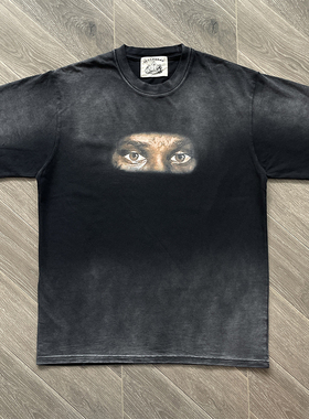 Vertabrae young thug 美式街头眼睛印花复古短袖T恤