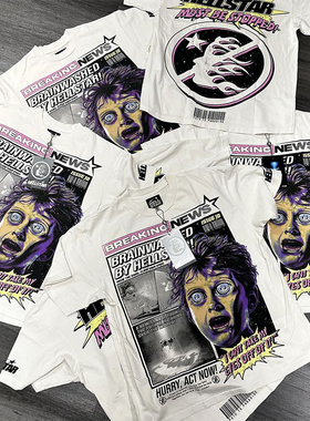 Hellstar studios breaking news Tee 男女纯棉短袖T恤欧美潮