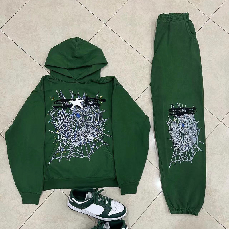sp5der 555555 hunter web hoodie pant 蜘蛛网长裤卫衣套装潮牌