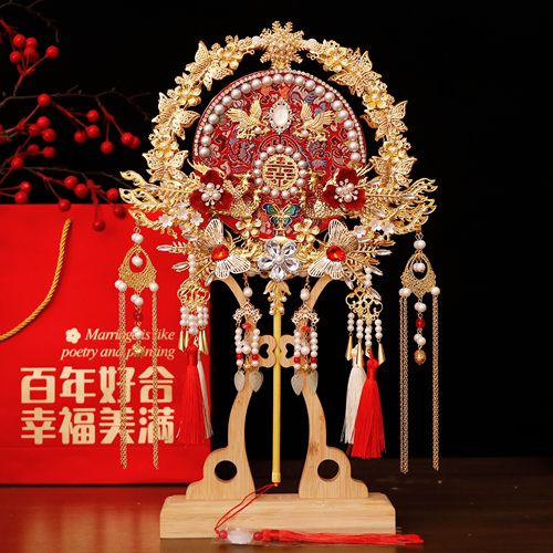 团扇新娘结婚喜扇材料包diy秀禾