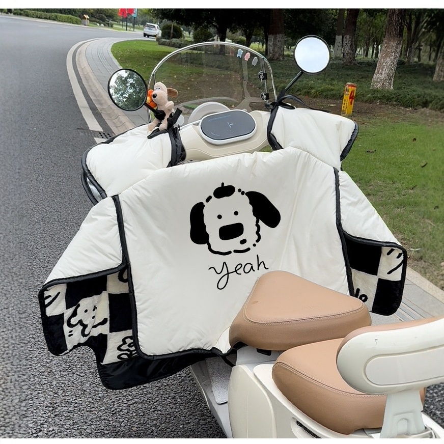 电动车挡风被冬季加绒加厚防水电瓶防风罩女爱玛春秋款牛奶绒