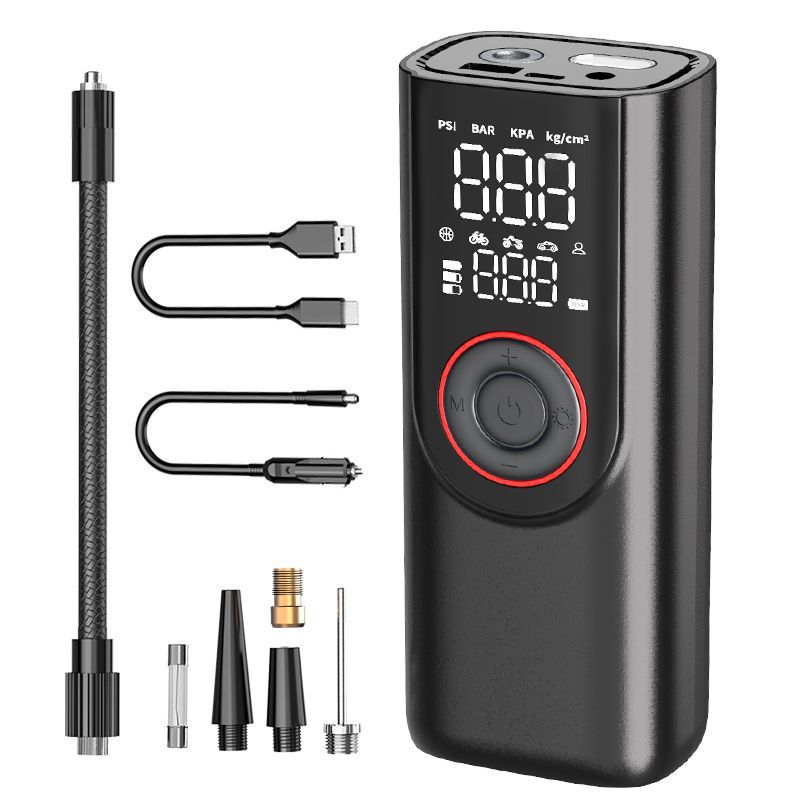 便携式迷你自行车电动轮胎打气筒气泵手持车载充电两用车载