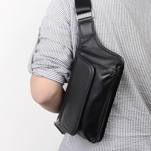 2026春夏腰包男式 真皮多功能户外跑步健身胸包大容量真牛皮轻便