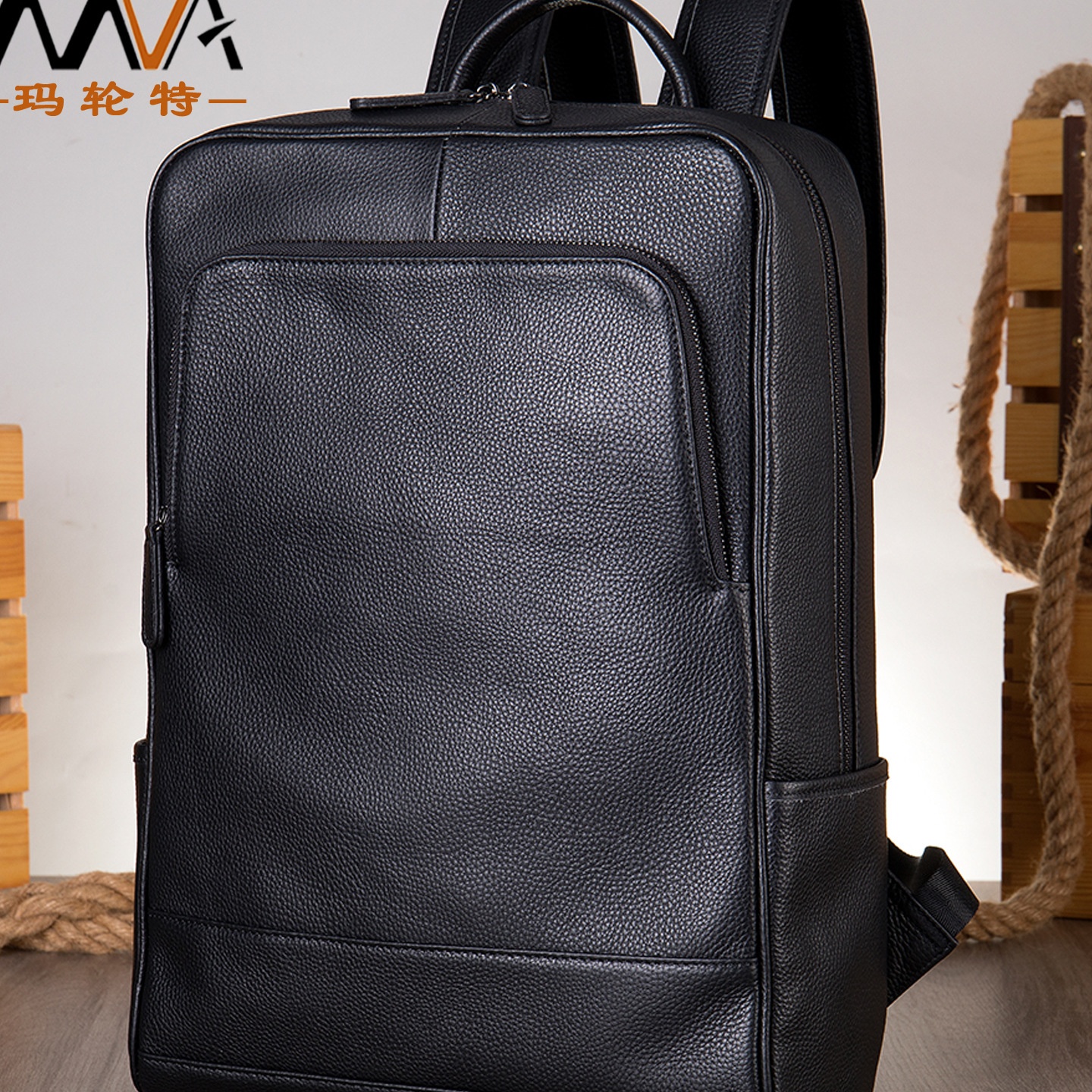 2025秋冬跨境男士商务双肩包 真皮电脑包头层牛皮大容量休闲旅行