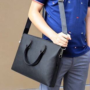 2026春夏新款男士公文包真皮商务包14寸电脑包手提包 气质大容量