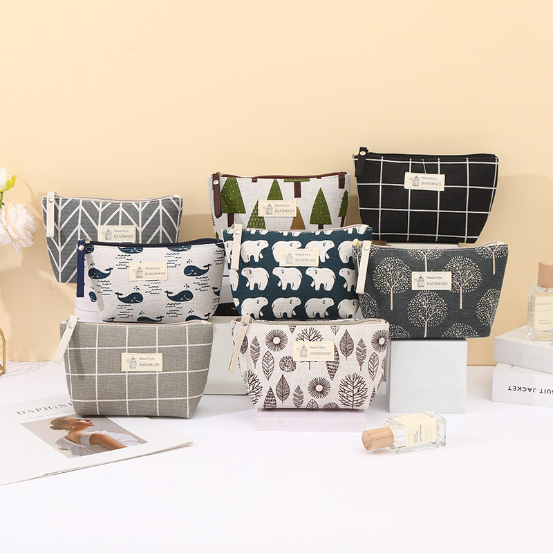 便携帆布化妆品收纳包防水旅行小号彩妆洗漱袋手机钥匙零钱手拿包