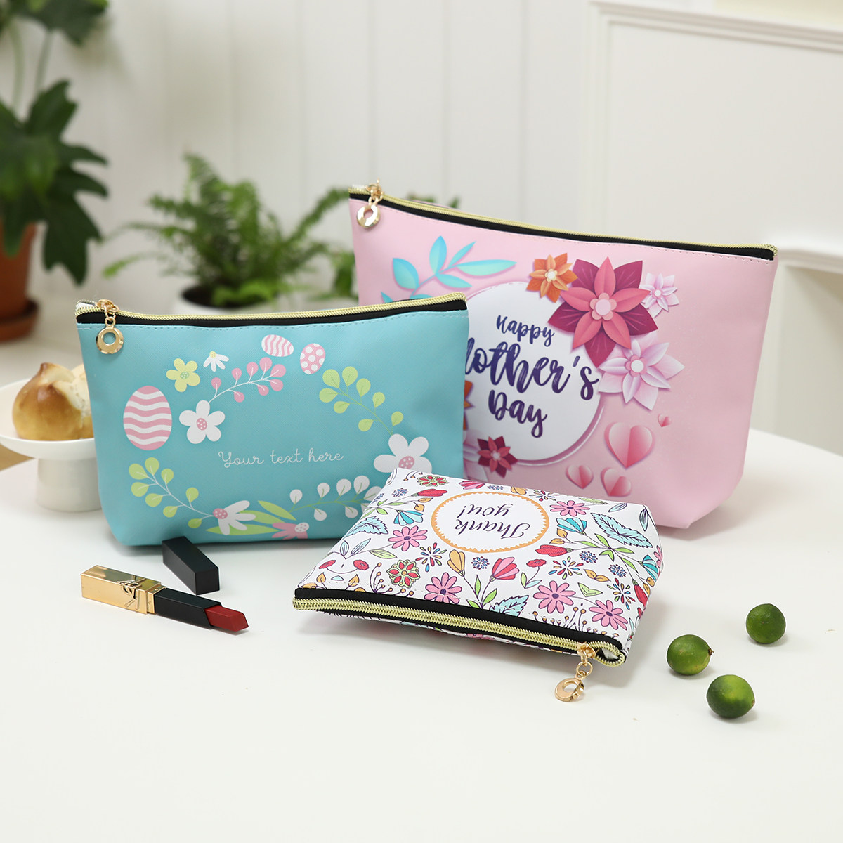 网红印花PU防水化妆包便携外出化妆收纳包女简约旅行护肤品收纳袋