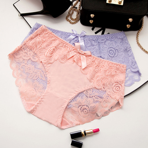 性感中腰蕾丝女内裤 包臀透气柔软无痕三角裤少女学生短裤1337