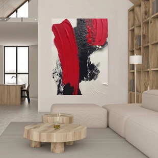 饰画现代红色客厅沙发画 艺术入户玄关装 MHD原创手绘 一路长红