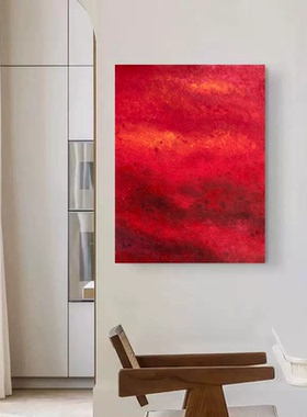 MHD红色现代极简入户门对面装饰画抽象玄关走廊客厅背景墙落地画