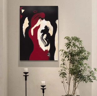 饰画 方形抽象晚霞艺术画玄关走廊尽头装 MHD手绘油画 绯霞垂影