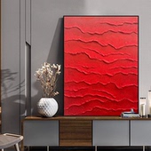 饰高级感红色玄关走廊过道画 沙发客厅装 MHD手绘油画 步步高升