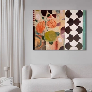 MHD手绘油画艺术软转抽象客厅玄关挂画沙发美式画立体肌理装饰画