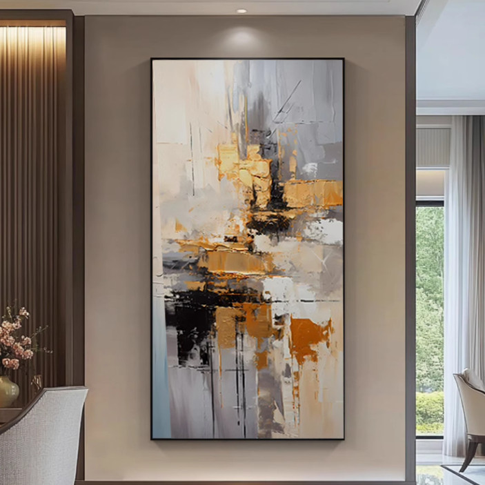 MHD手绘大厅背景抽象艺术肌理感客厅装饰画现代简约肌理沙发油画