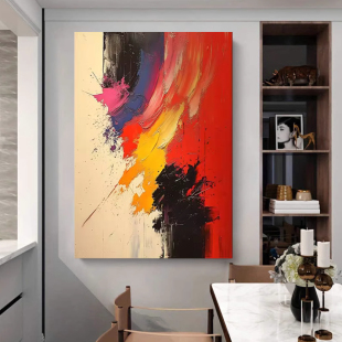 MHD手绘油画《幻彩绮梦》玄关装饰画现代简约抽象肌理画餐厅挂画
