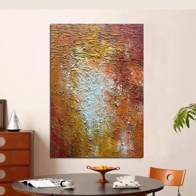 MHD手绘油画《金秋岁月》高级肌理轻奢橙色画客厅玄关背景装饰画