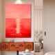 红色日出风景肌理现代沙发客厅装 MHD手绘 红日 饰画玄关抽象画