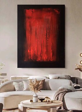MHD手绘画侘寂风立体设计肌理红色玄关装饰画现代简约客厅抽象画