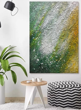 MHD手绘油画《翡绿》高级肌理轻奢现代绿色画客厅玄关背景装饰画
