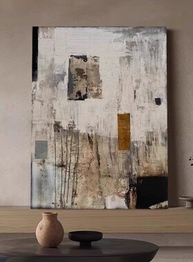 MHD手绘油画简约橙色抽象画沙发酒店高级肌理质感客厅餐厅玄关画