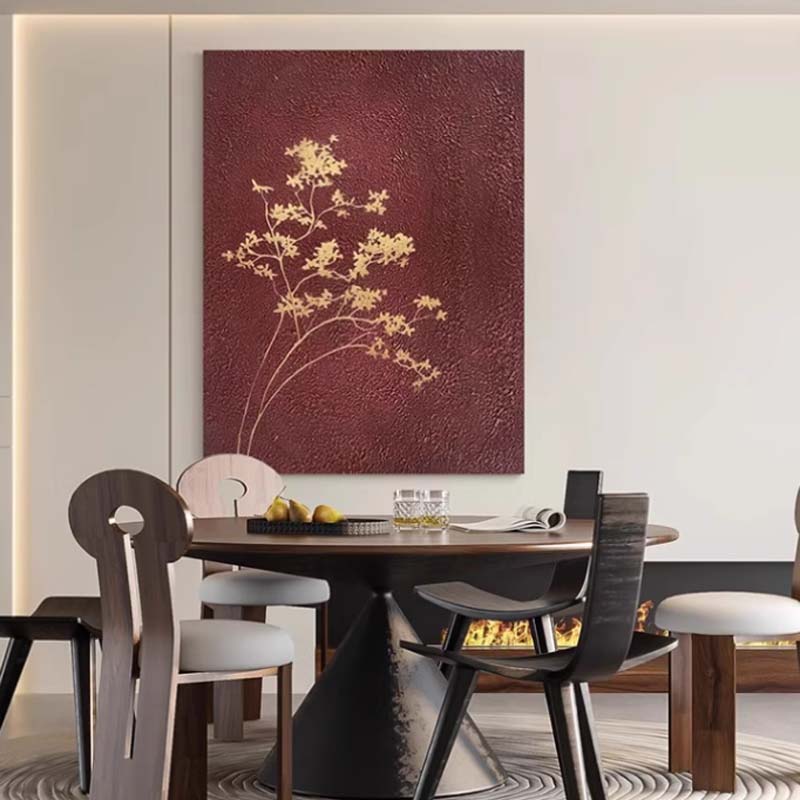 MHD红色《独树一支》客厅背景装饰画玄关抽象画艺术沙发手绘油画