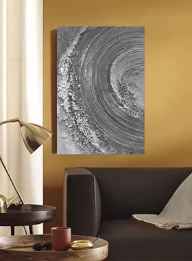 MHD玄关手绘油画灰色肌理抽象肌理感客厅沙发酒店装饰画卧室挂画