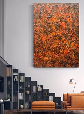 MHD手绘油画《金秋岁月》橙色走廊抽象画肌理画客厅玄关轻奢油画
