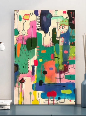 MHD手绘装饰画原版美式法式绿色沙发客厅背景墙玄关书柜抽象油画