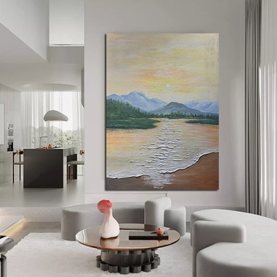 MHD手绘油画《一缕阳光》现代风景画客厅沙发设计师画玄关装饰画