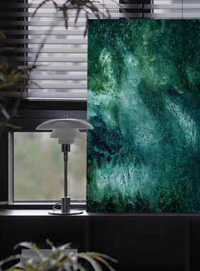 MHD手绘油画《墨绿絮语》抽象绿色过道走廊玄关肌理画客厅装饰画