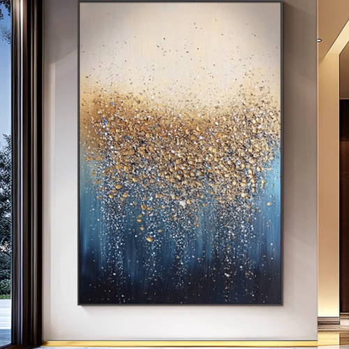 MHD手绘油画客厅画餐厅简约肌理玄关竖版沙发设计美式艺术装饰画