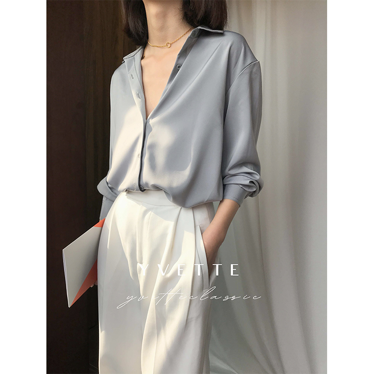 极简toteme风莫兰迪灰衬衫#垂感不易皱衬衣女秋 yvetteclassic|ruв категории Женская одежда, рубашка - от Buy2taobao.com для оказания профессиональной услуги покупки агента Taobao