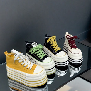 透气网面厚底增高梵667 欧洲站高帮帆布鞋 网鞋 夏季 女2026新款