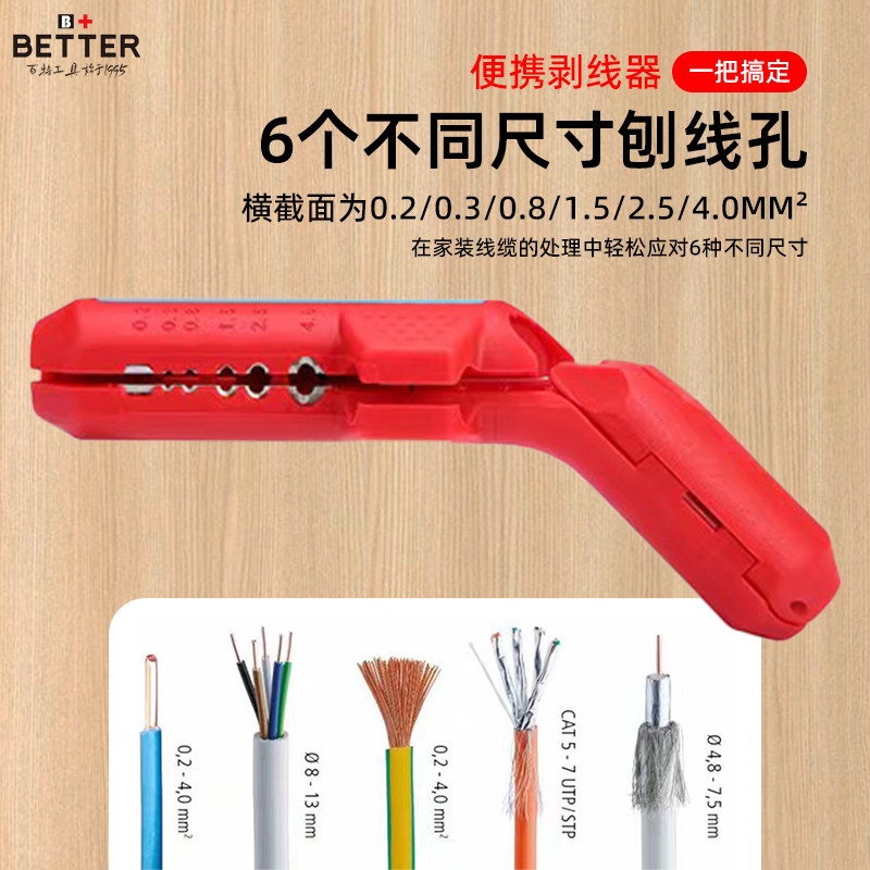 剥线钳便携式电工专用快速去皮剥线皮废旧电线电缆手持式剥线神器