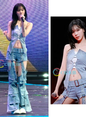 aespa女团winter金玟庭tima同款牛仔打歌服kpop爵士舞台表演出服