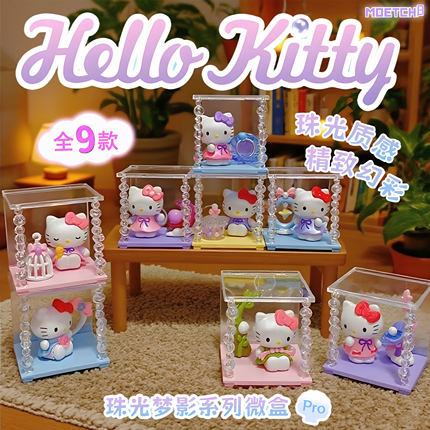 三丽鸥凯蒂猫Hello Kitty珠光梦影系列微盒Pro系列盲盒微场景摆件
