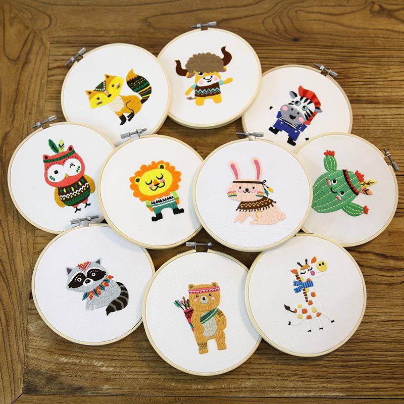 萌卡通儿童刺绣手工材料包新手制作十字绣入门布艺装饰挂画图片