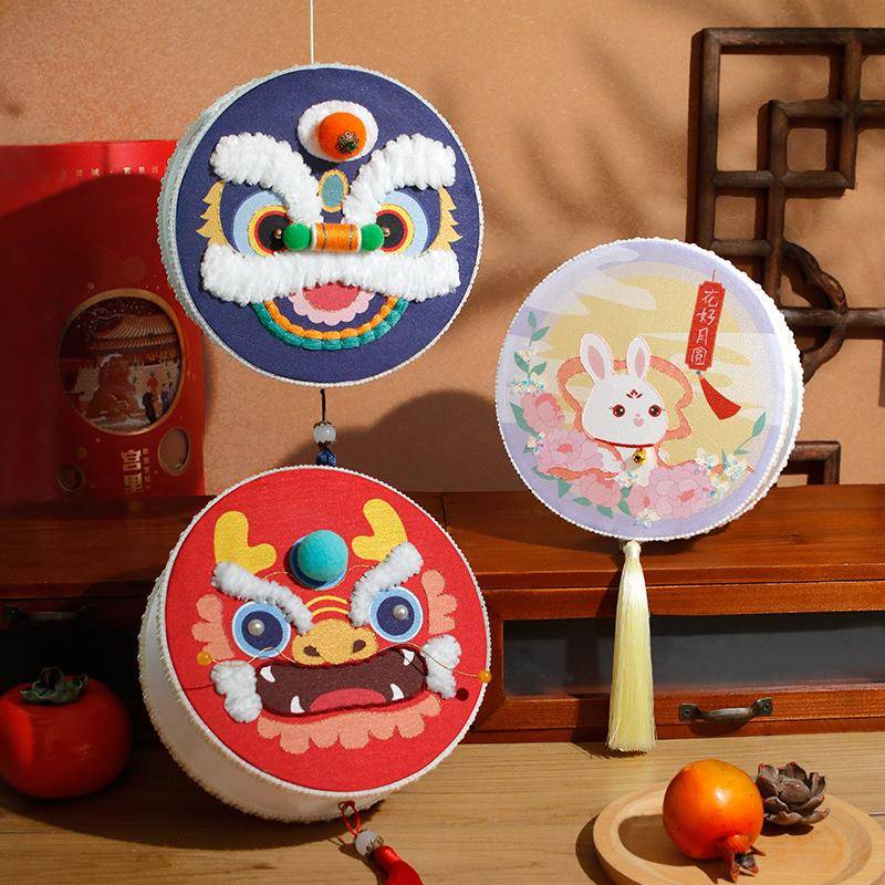 中秋节手提兔子醒狮灯笼自制作材料包手工古风小花灯