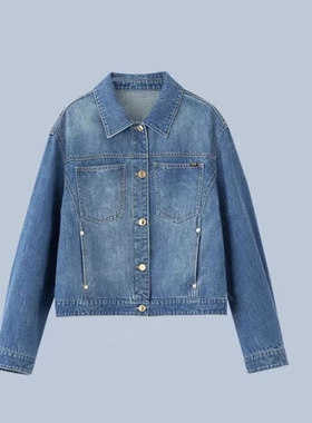 大洪时来运转时尚百搭宽松显瘦牛仔外套女韩版减龄翻领开衫上衣