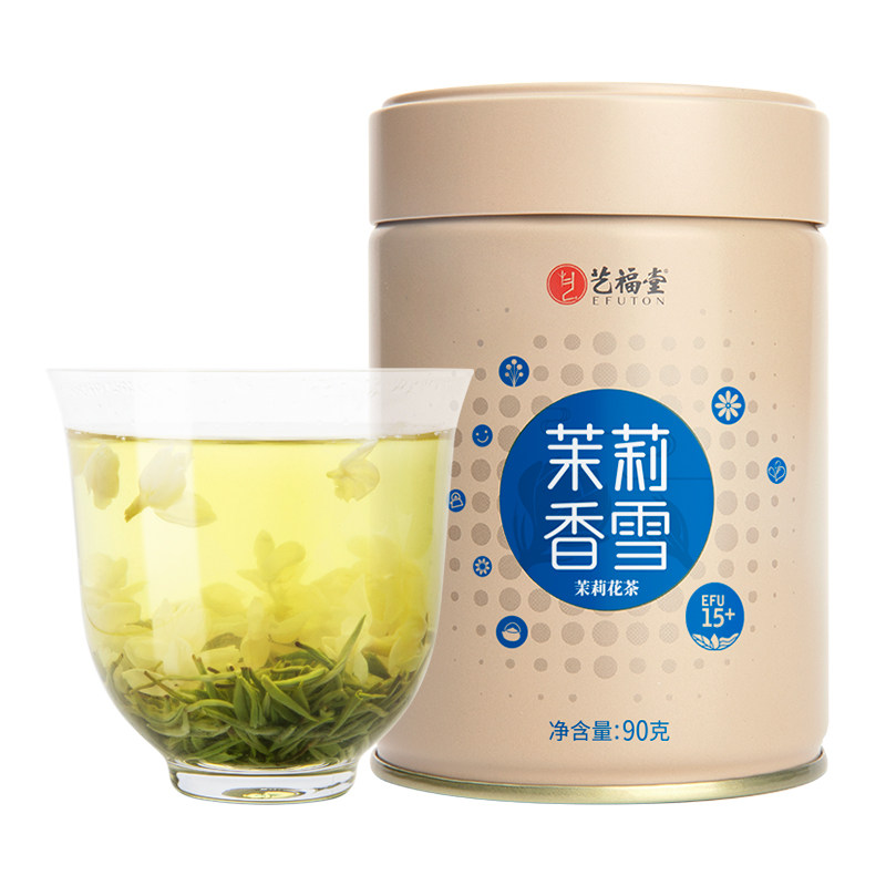 艺福堂茶叶茉莉香雪飘雪横县茉莉花茶新茶特级浓香型绿茶冷泡