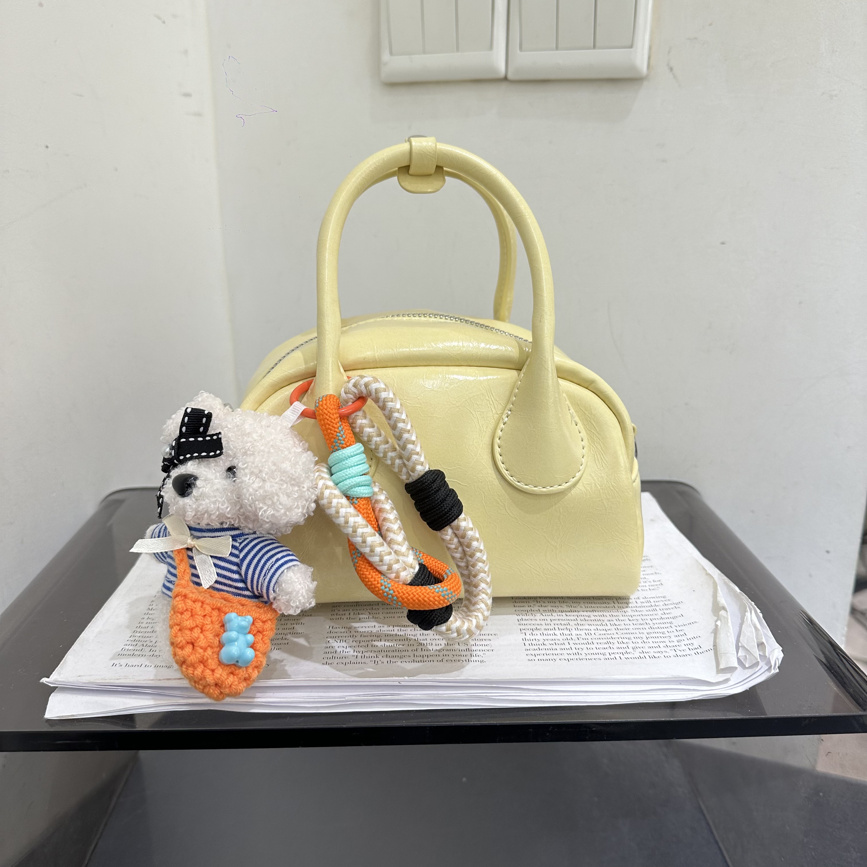 同丰新款时尚手提保龄球包百搭通勤软皮斜挎包休闲女包简约包纯色